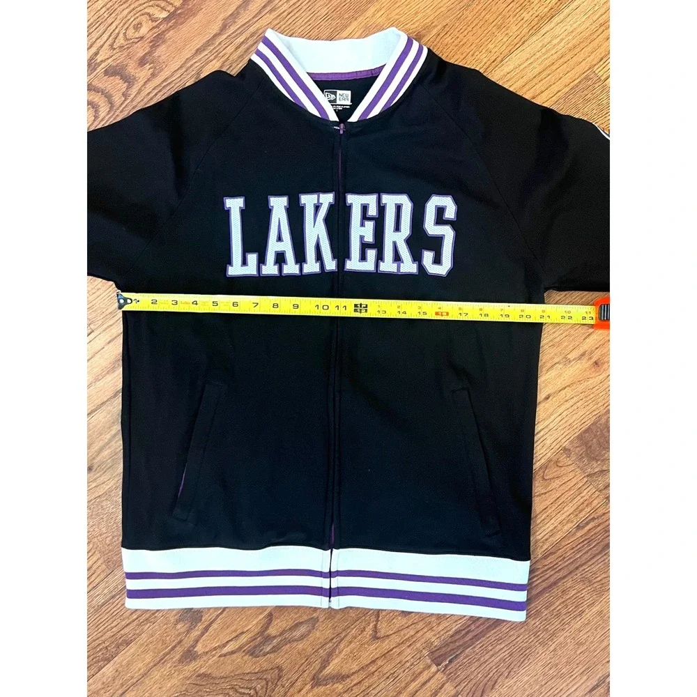 New Era Los Angeles Lakers Track Jacket Black‎ Purple Full Zip Varsity Mens L